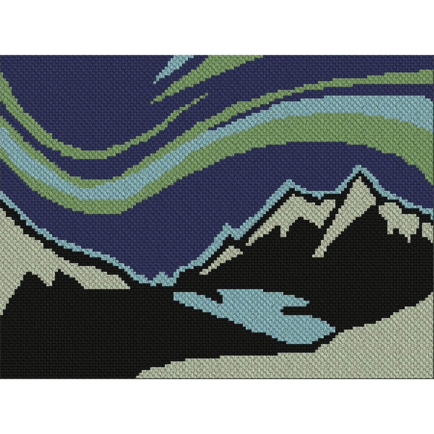 Borie aurora borealis crochet pattern🧶C2C and Graphghan with mountain landscape