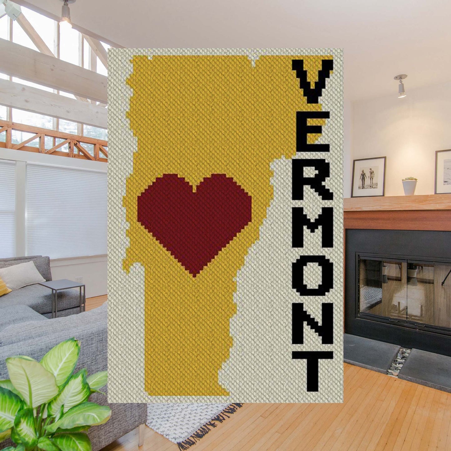 Vermont outline with heart and graph chart
