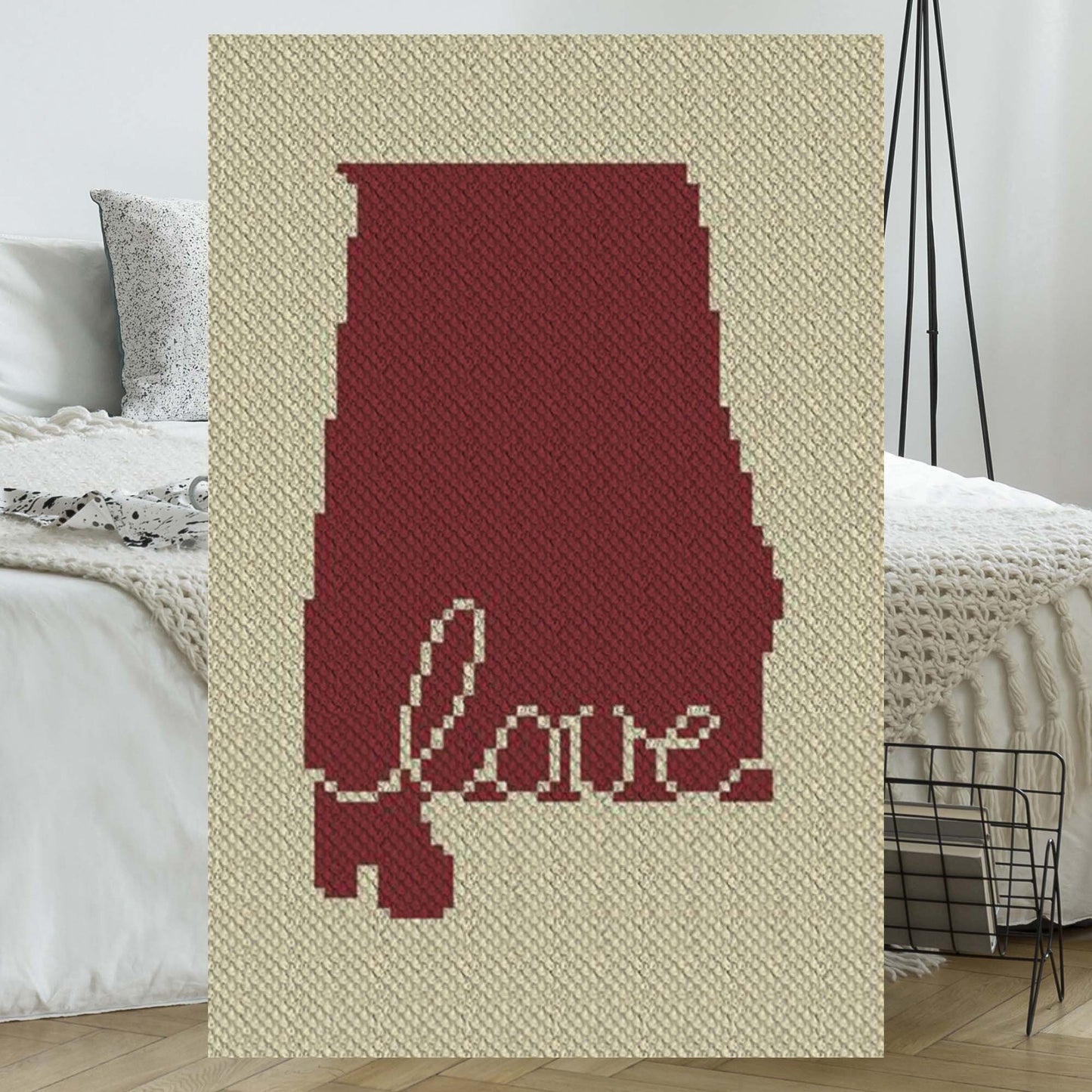 Alabama Love C2C crochet pattern with bold lettering🧶PDF download