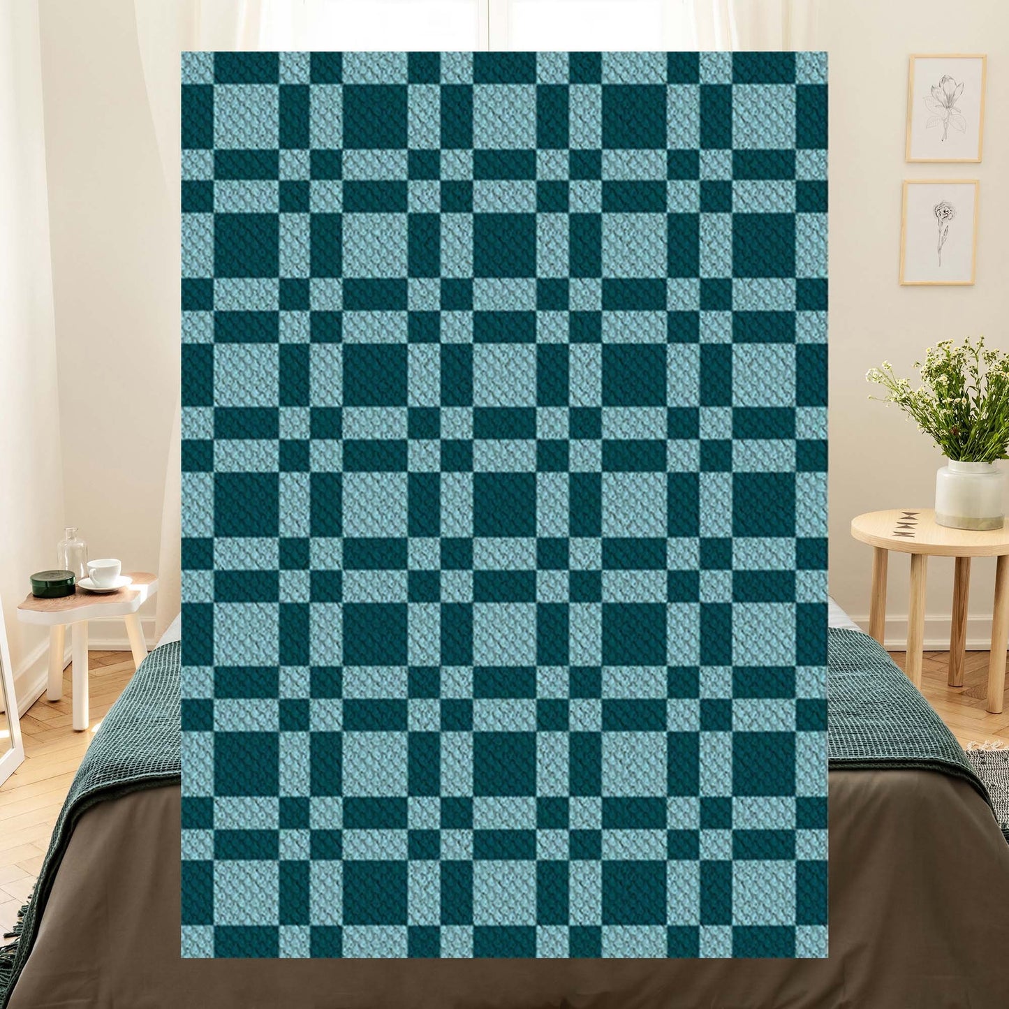 Checked Out C2C crochet pattern🧶2-color plaid quilt-style blanket design