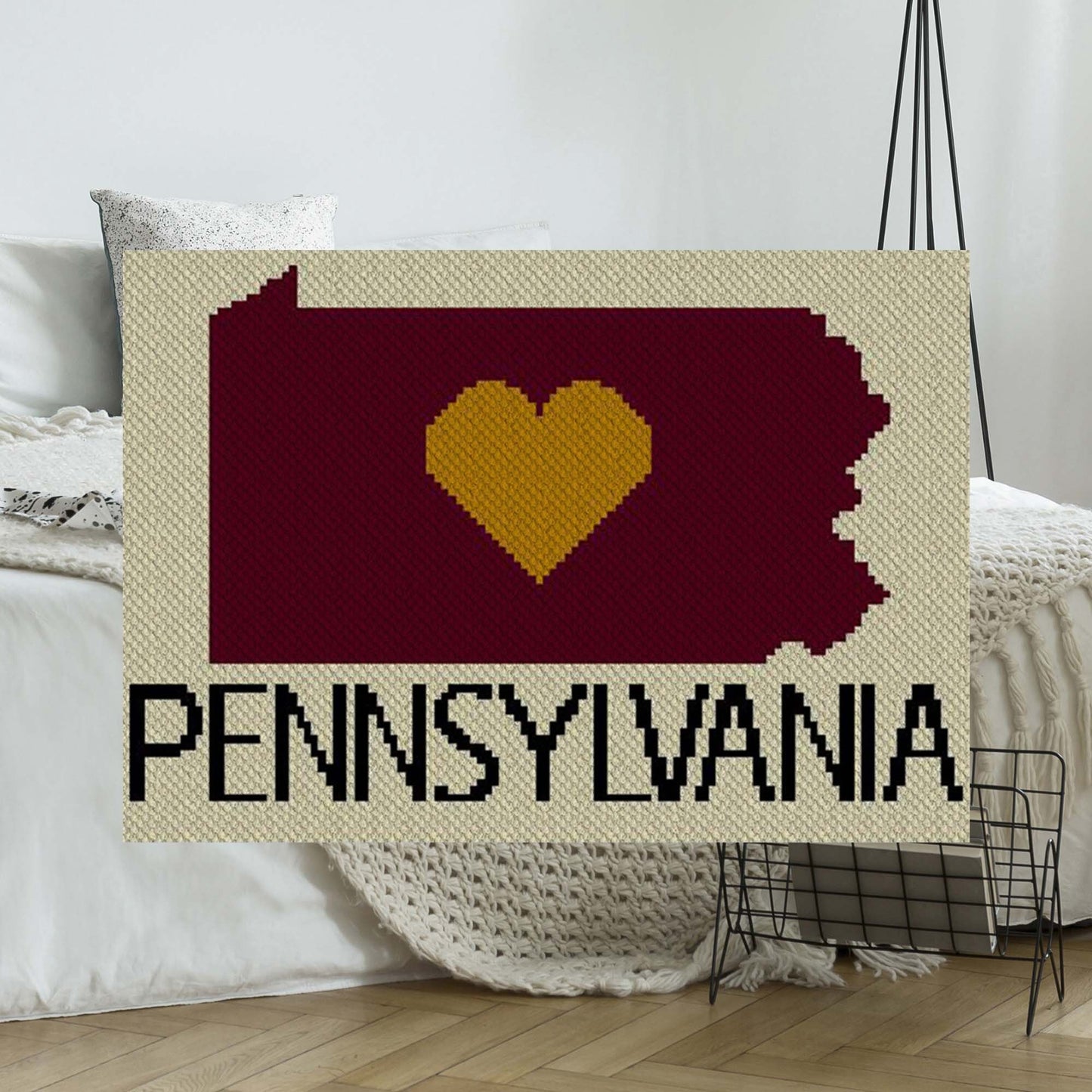 Pennsylvania silhouette with heart motif and graph options