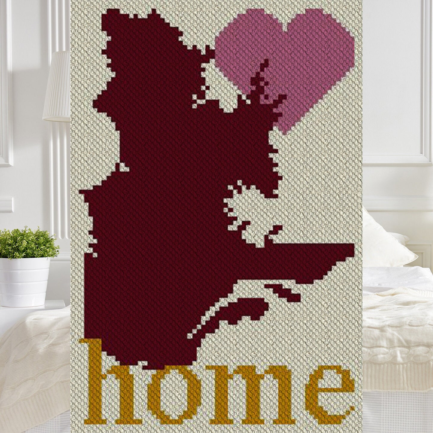 Pixel-art Québec province outline in stylized block format suitable for counted crochet and C2C