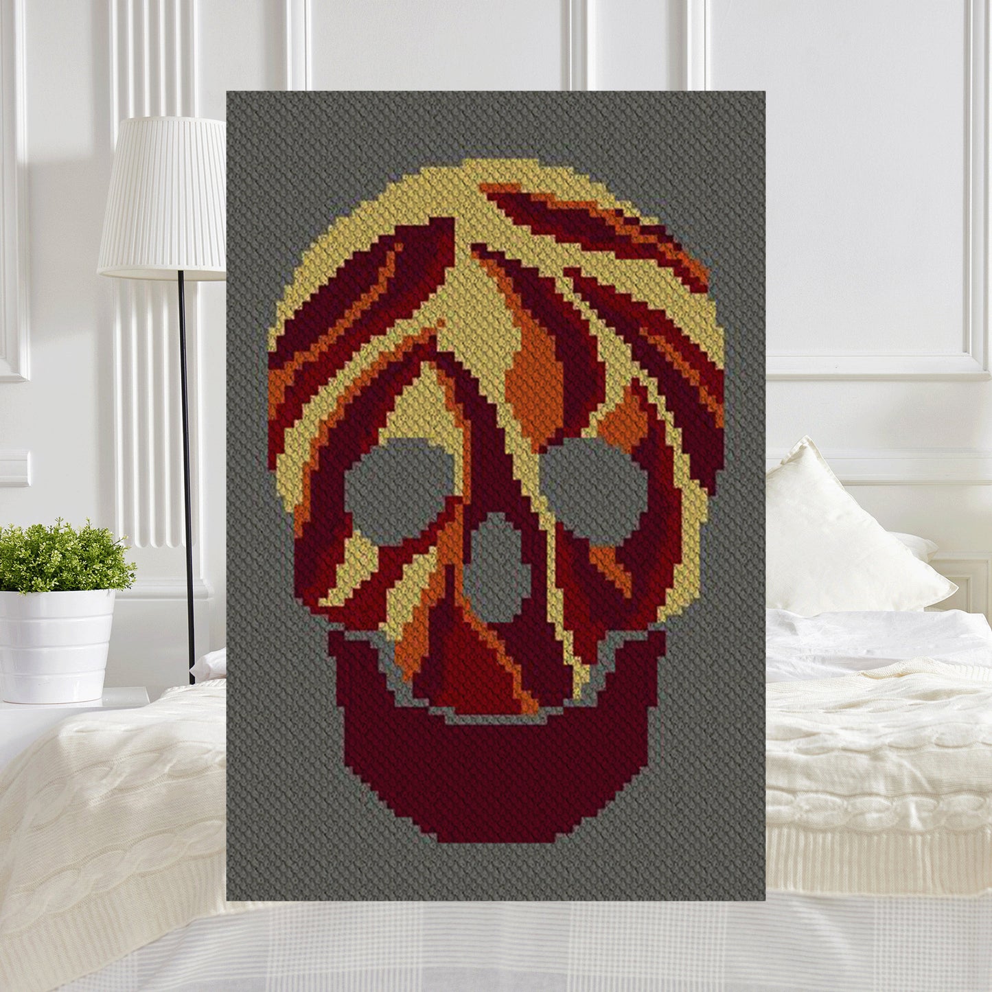 Blaze C2C and Graphghan crochet pattern🧶flaming skull design in PDF format