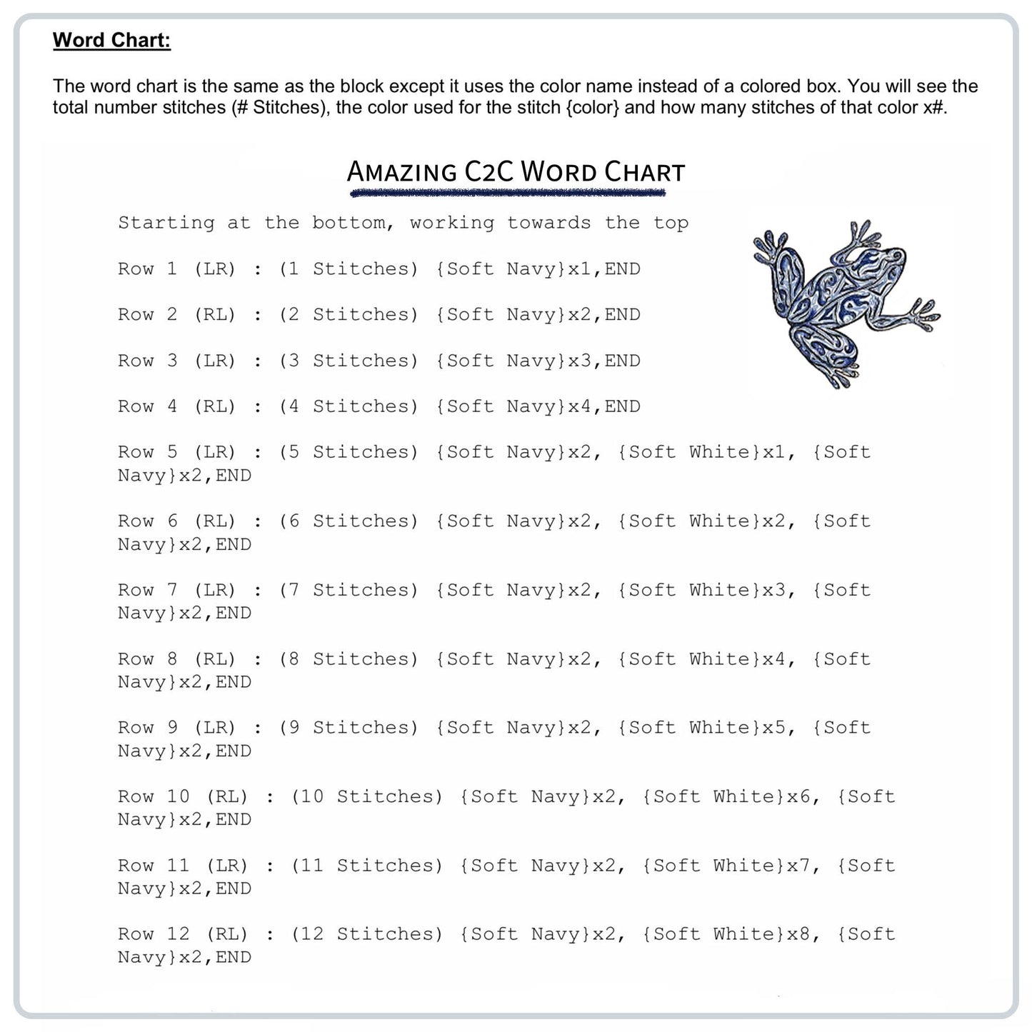 C2C Block Chart Crochet Pattern Example