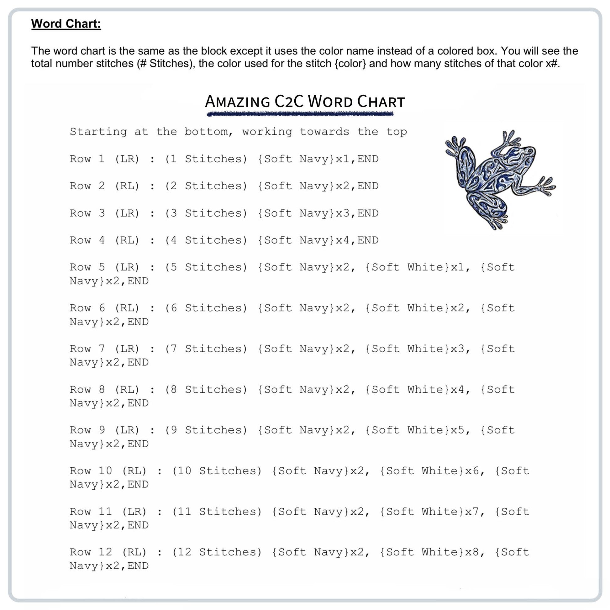 C2C Block Chart Crochet Pattern Example