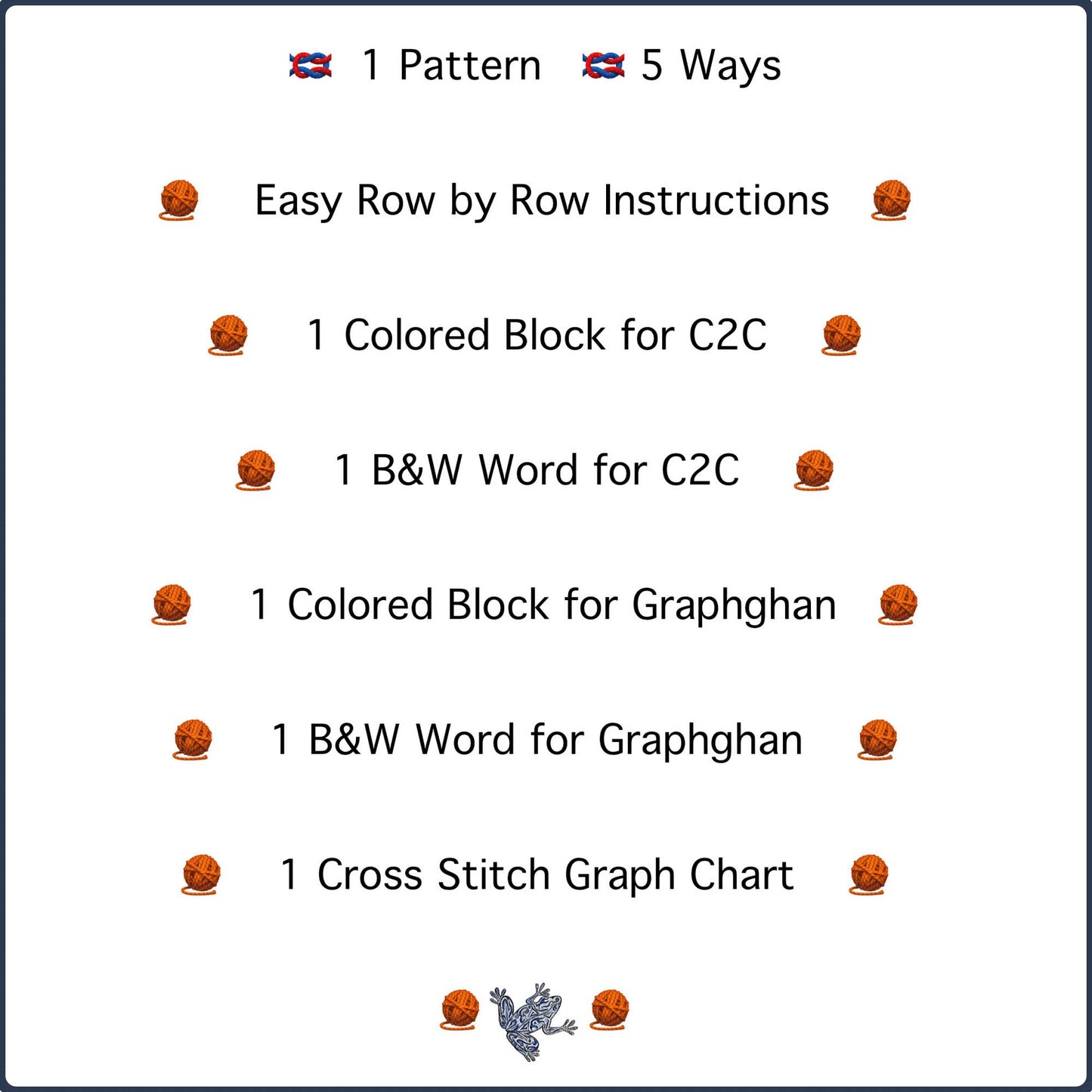 1 PDF 5 ways C2C Graphghan Crochet Pattern Example