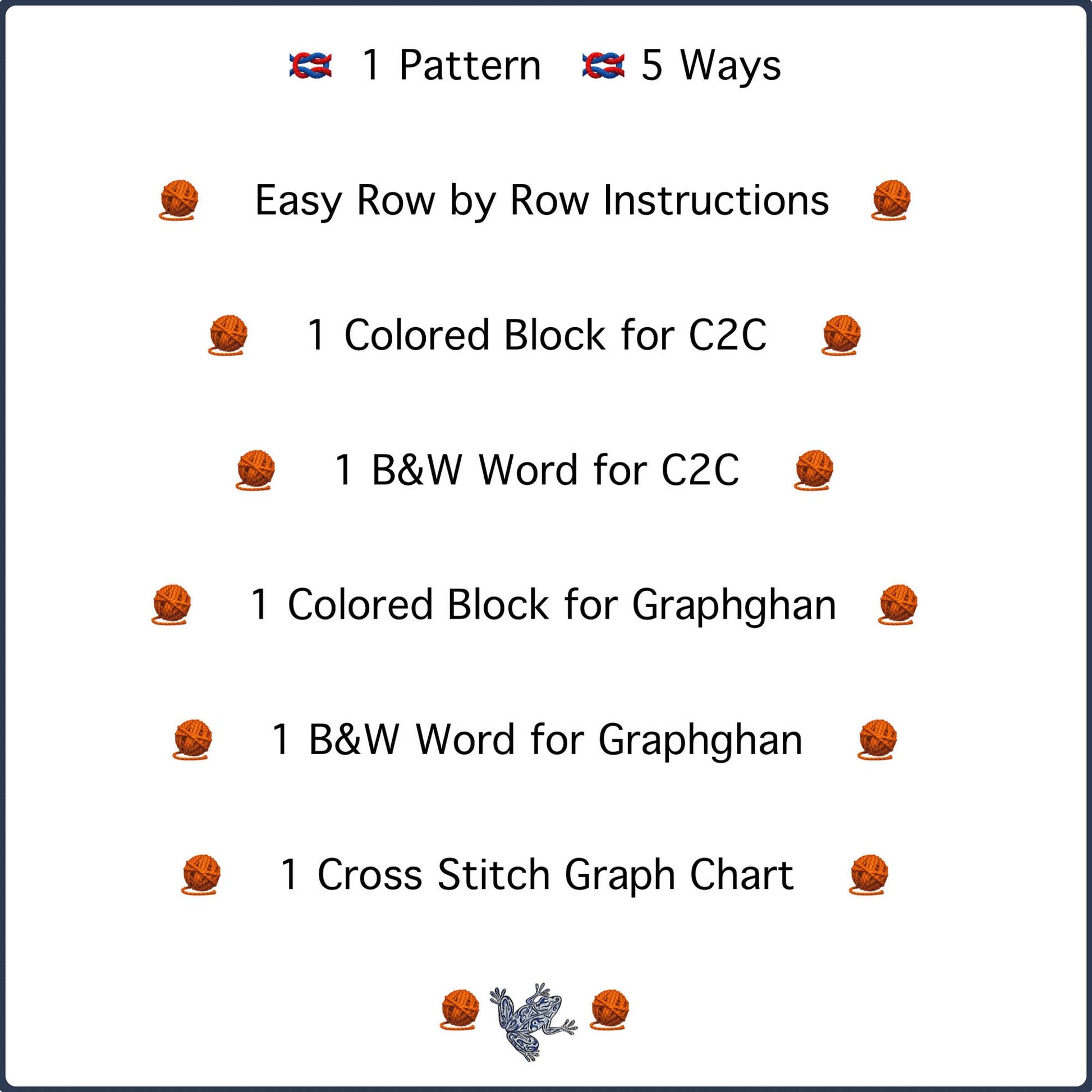 1 PDF 5 ways C2C Graphghan Crochet Pattern Example
