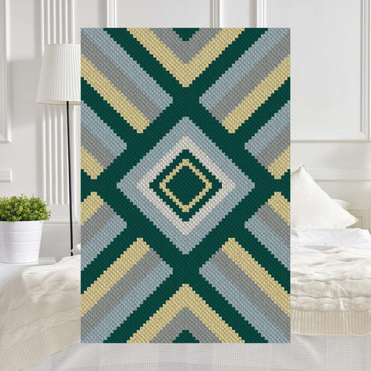 Concentric diamond ripples in teal, seafoam, slate, gray, and cream representing ocean waves