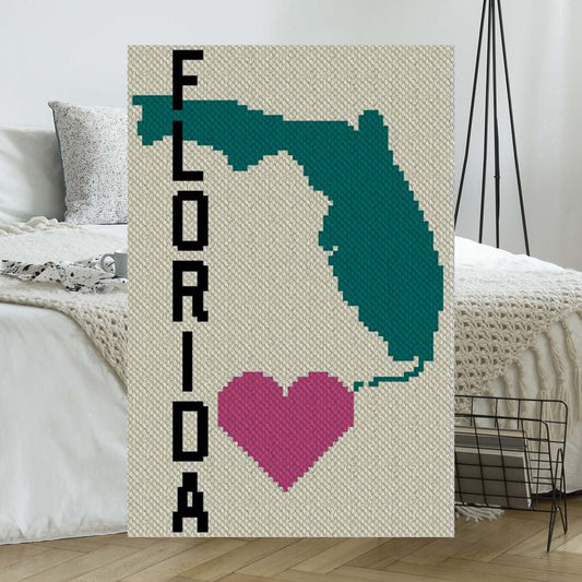 Heart Florida C2C Crochet Pattern