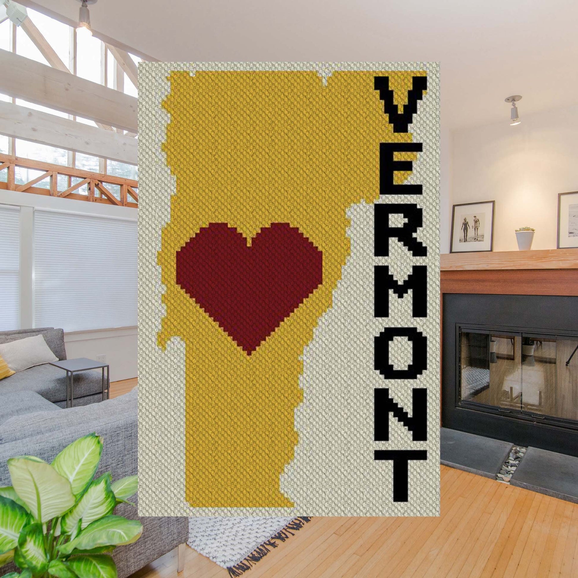 Heart Vermont C2C Afghan Crochet Pattern