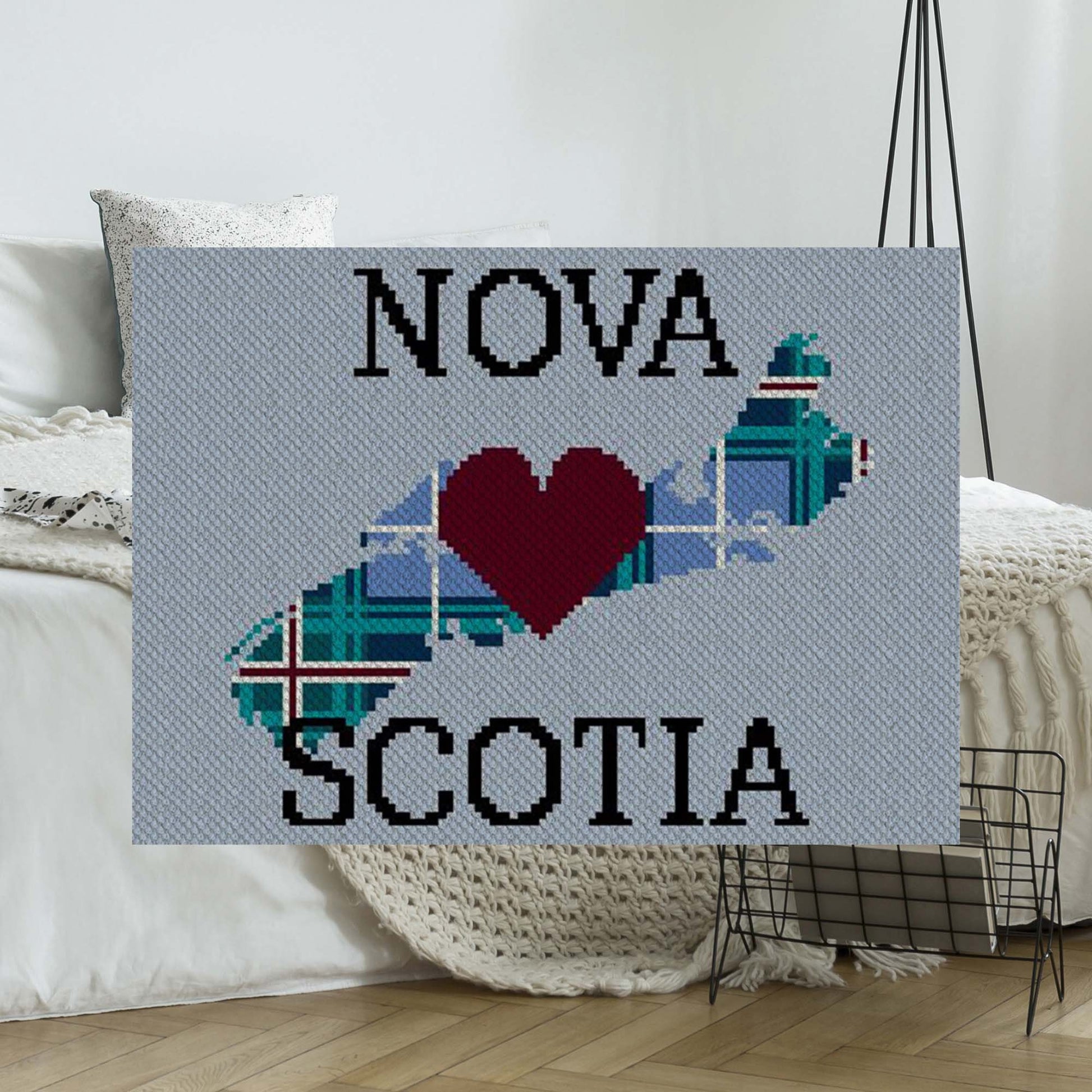 Heart Nova Scotia Plaid Twin Wide C2C Afghan Crochet Pattern
