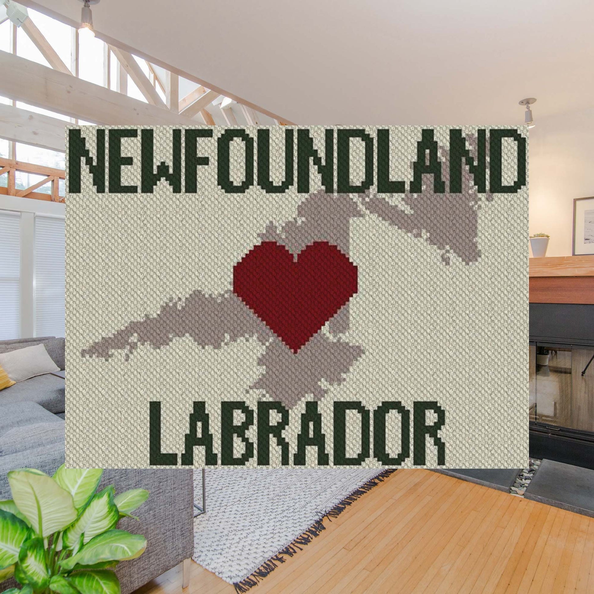 Heart Newfoundland Labrador C2C Afghan Crochet Pattern