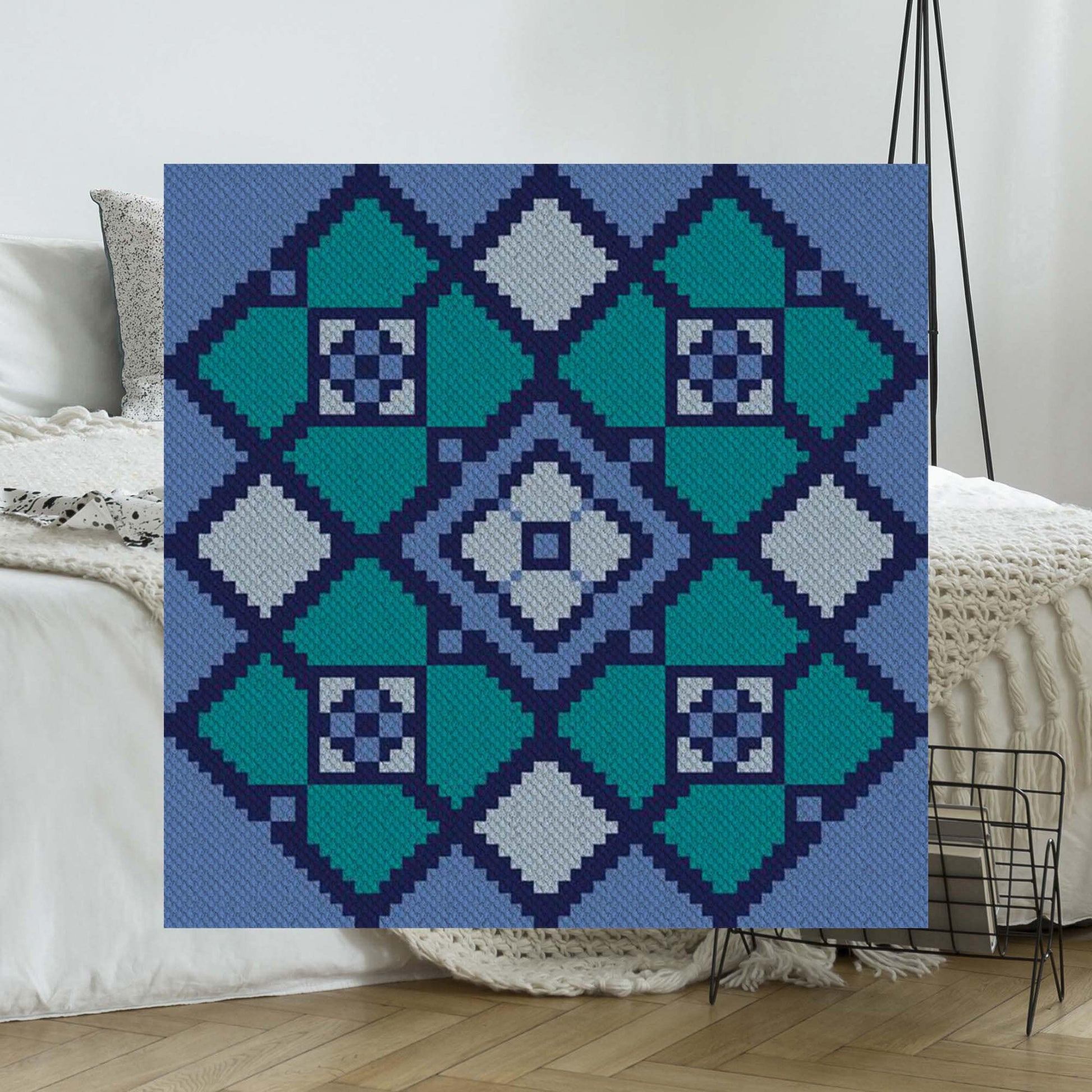 Blue Lake Afghan C2C Crochet Pattern