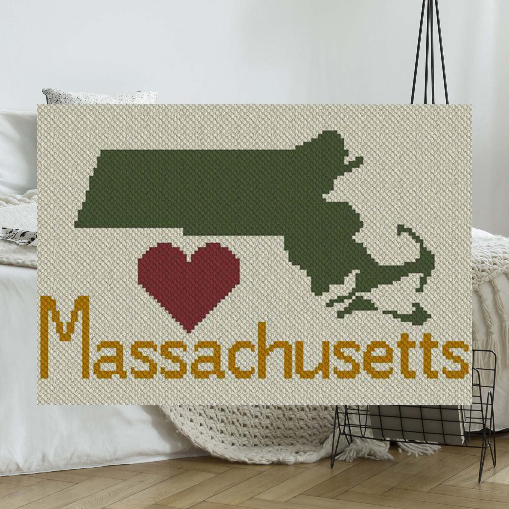 Heart Massachusetts C2C Crochet Afghan Pattern