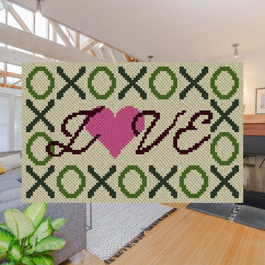 Hugs Kisses and Love C2C Afghan Crochet Pattern