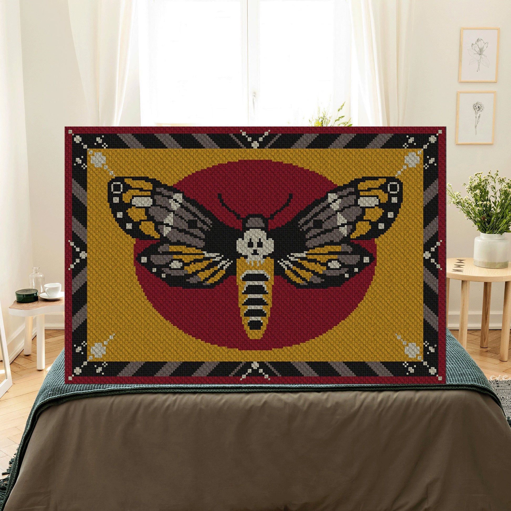 Into the Moth of Darkness C2C Crochet Pattern and Graphghan Crochet Pattern Afghan PDF